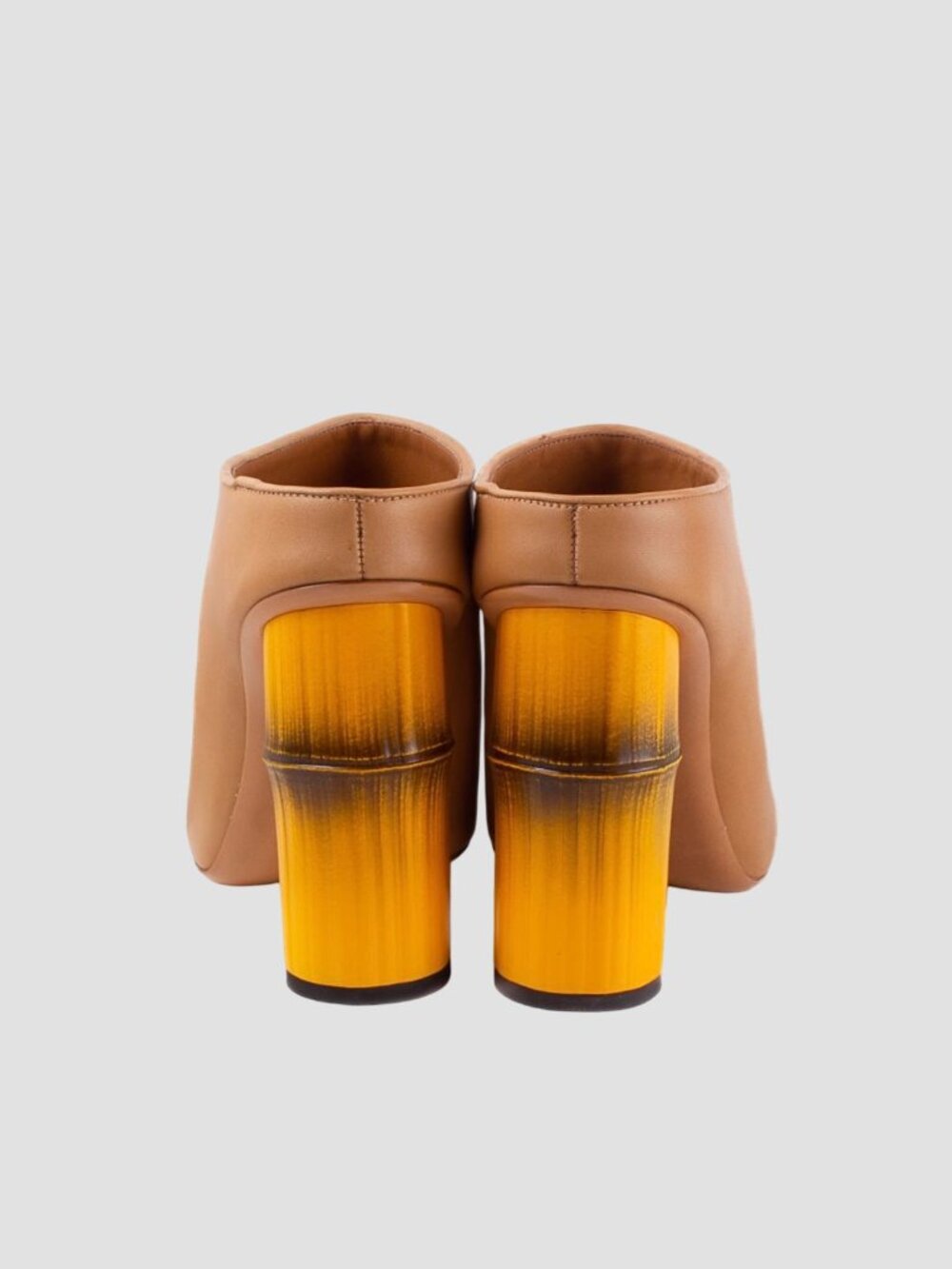 ACNE STUDIOS S/S 2015 FLOR Tan Faux Bamboo Heel Leather Mules - Picture 4 of 8
